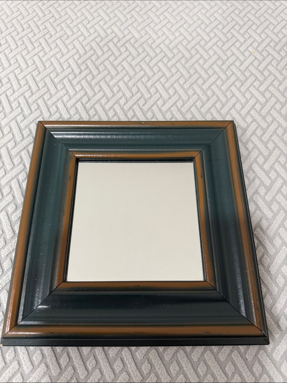 DEXSA Vintage Square Accent Wood Mirror Dark Green with Brown Trim 8”x8”x0.75”